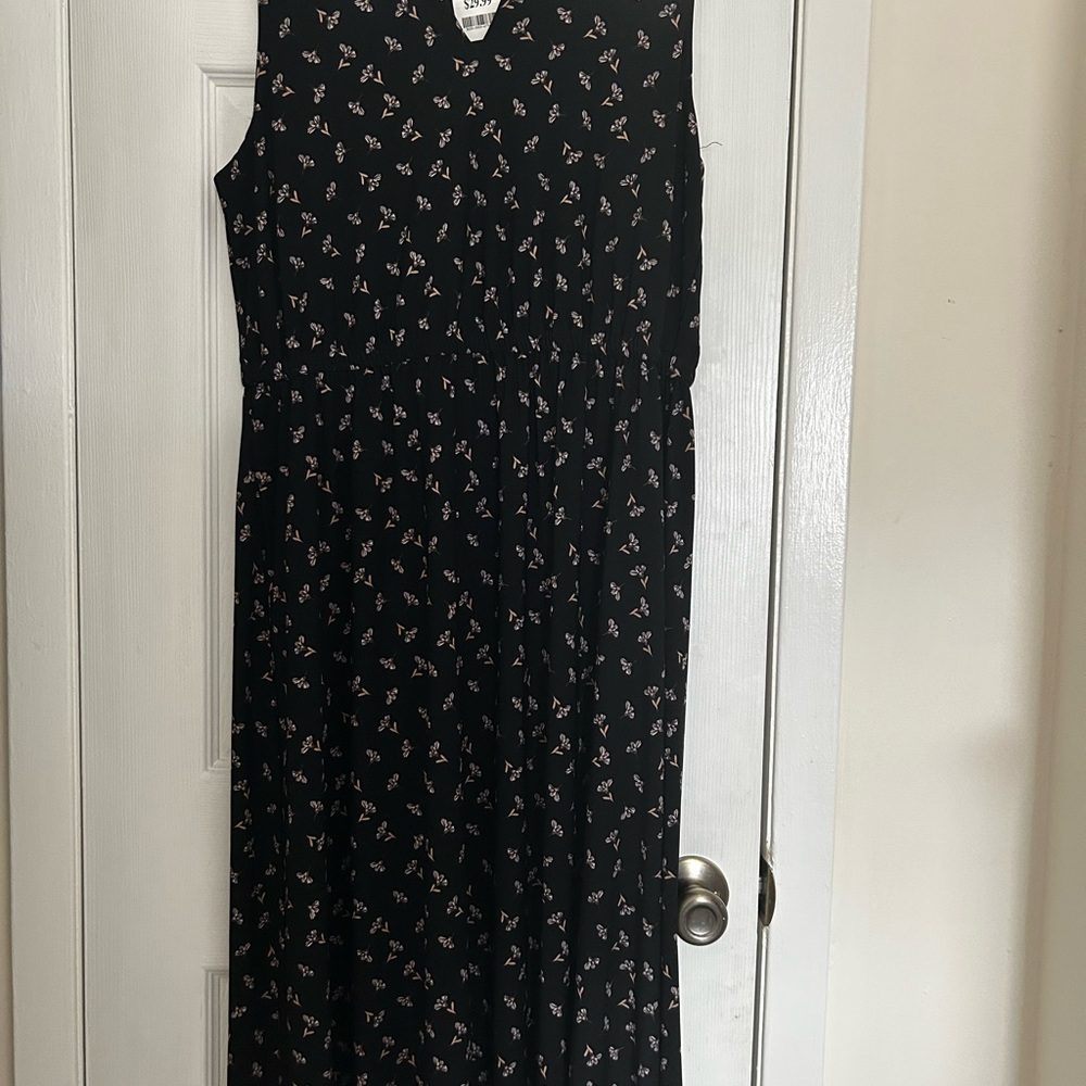 Anne Klein Black Floral Maxi Dress